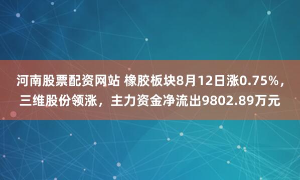 河南股票配资网站 橡胶板块8月12日涨0.75%，三维股份领涨，主力资金净流出9802.89万元